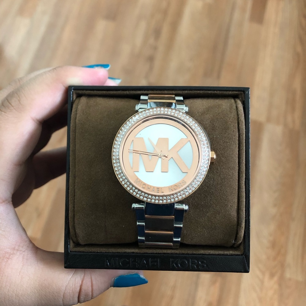 Michael Kors Like New Rose Gold and Silver Watch